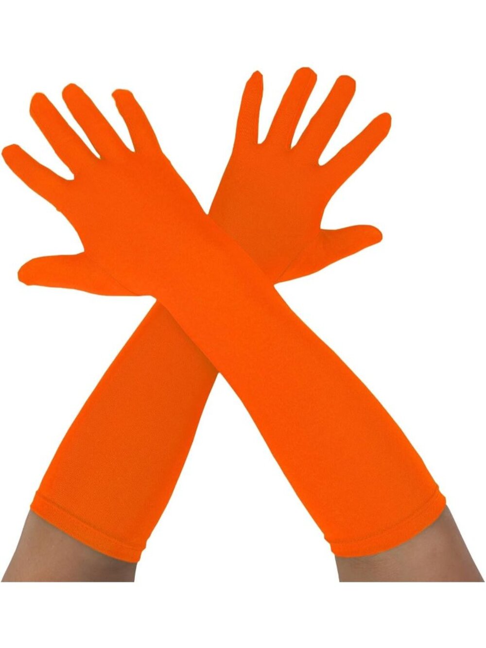 Women's Orange Unisex 15" Long Elbow Spandex Costume Party Opera Gloves